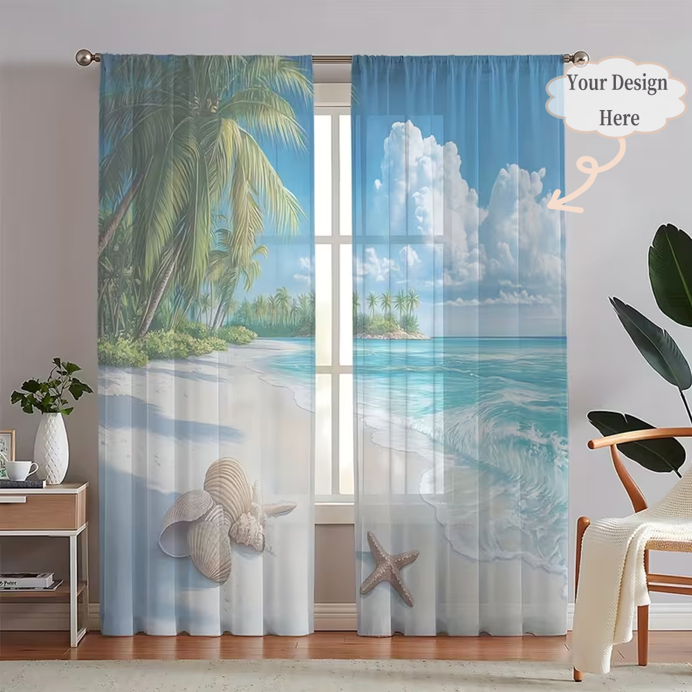 Home Textiles And Decor - Rideaux transparents plats 2D personnalisés en