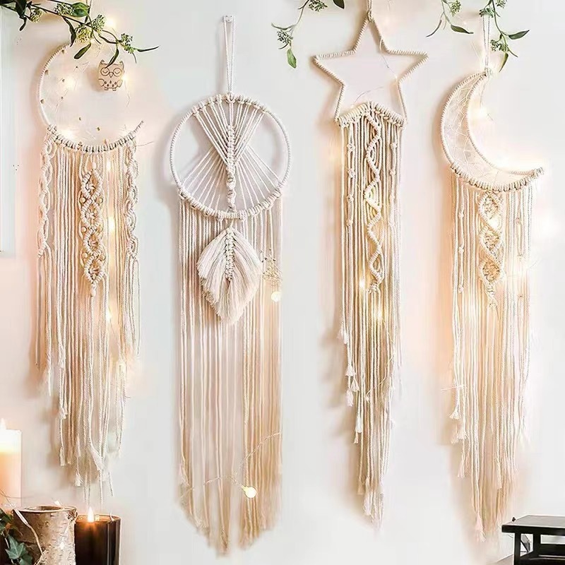 Home Textiles And Decor - Attrape-rêves nordique perlé avec pendentif -